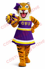 Adult Tiger Cheerleader Mascot Costume – Plush School Spirit Suit