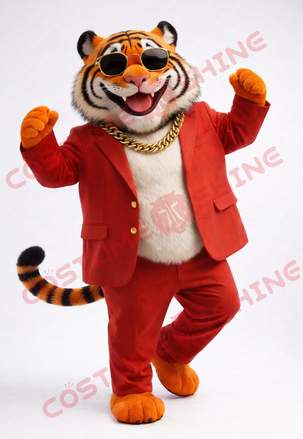 Adult Tiger Mascot Costume Red Suit Party Style