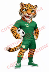 Adult Tiger Mascot Costume Soccer Uniform Green #10
