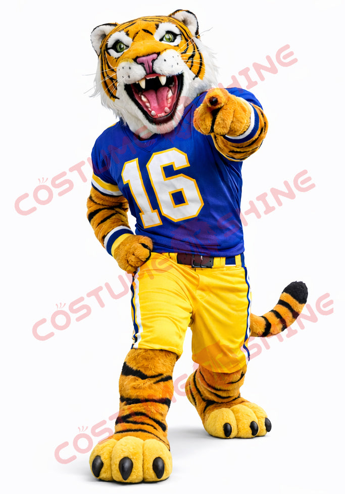 Adult Tiger Football Mascot Costume – Plush Sports Spirit Suit