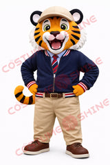 Adult Tiger Mascot Costume – Varsity Jacket School Spirit Suit