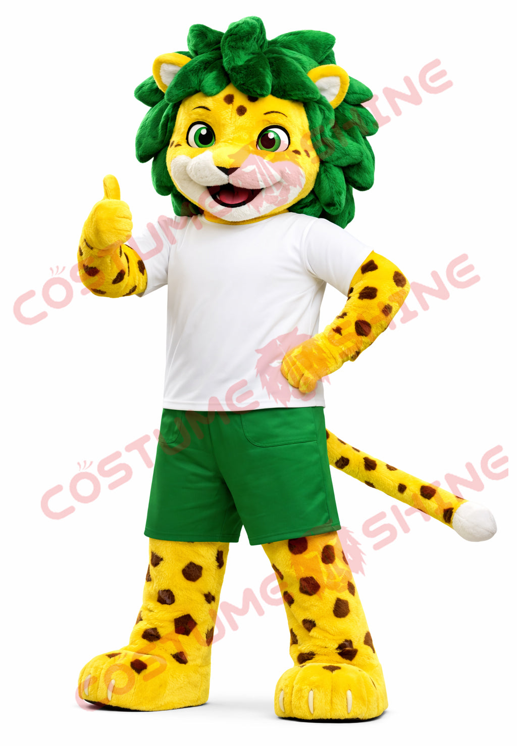 Friendly Tiger Mascot Costume Adult – Green Mane Casual Style