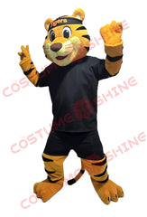 Tiger Mascot Costume with Black Outfit for School Sports & Events