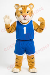Blue Tiger Mascot Costume – Custom Basketball Team Plush Suit for School or Sports Events