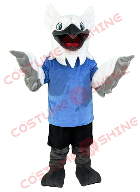 White and Gray Eagle Mascot Costume | Custom Bird Suit for School Events