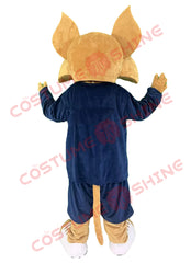 Blue Hawk Falcon i hvid skjorte maskot kostume voksen størrelse til mænd og kvinder med indbygget blæser inde i hovedet 