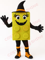 Yellow Brick Mascot Costume with Witch Hat – Halloween Custom Plush Suit for Adults