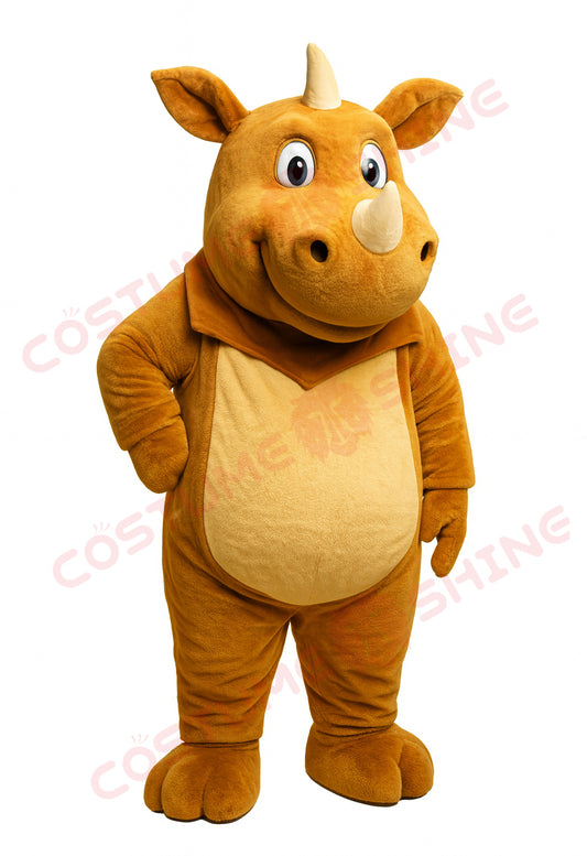 Yellow Rhino Mascot Costume – Cute Custom Plush Suit for School Teams, College Events & Brand Promotions